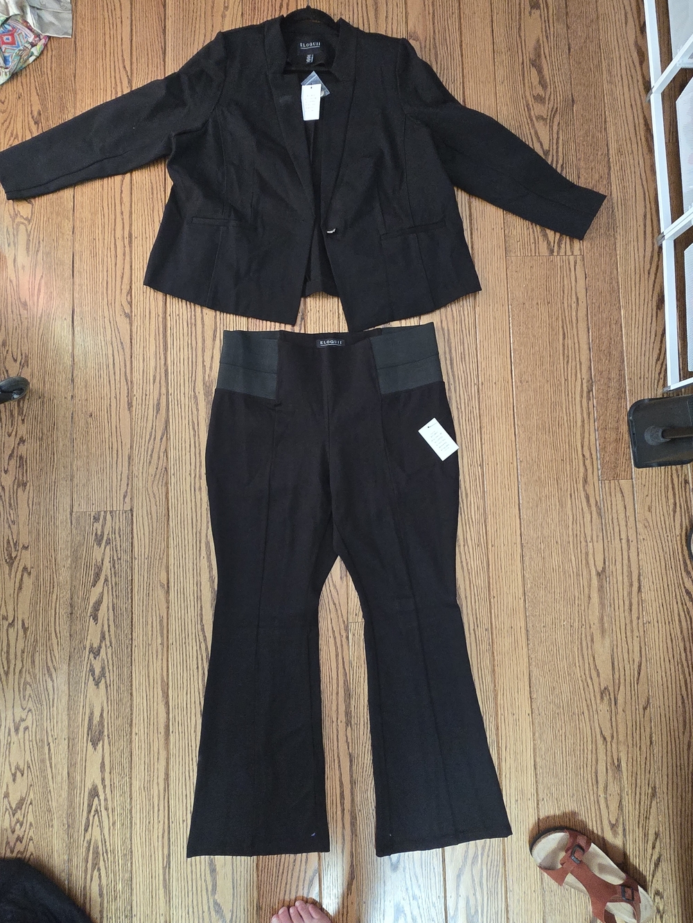 EILEEN FISHER Black Tailored Ponte Flare Pants And Matching BLAZER